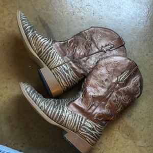 Glittery Zebra Print Cowboy Boots